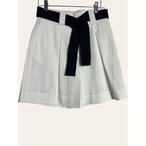Eleventy Platinum High Waist White Cotton Pleated Belted Skort Size 2